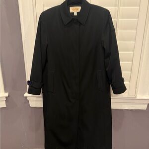 Talbot’s Classic Black Long Trench Overcoat w/ Removable Lining